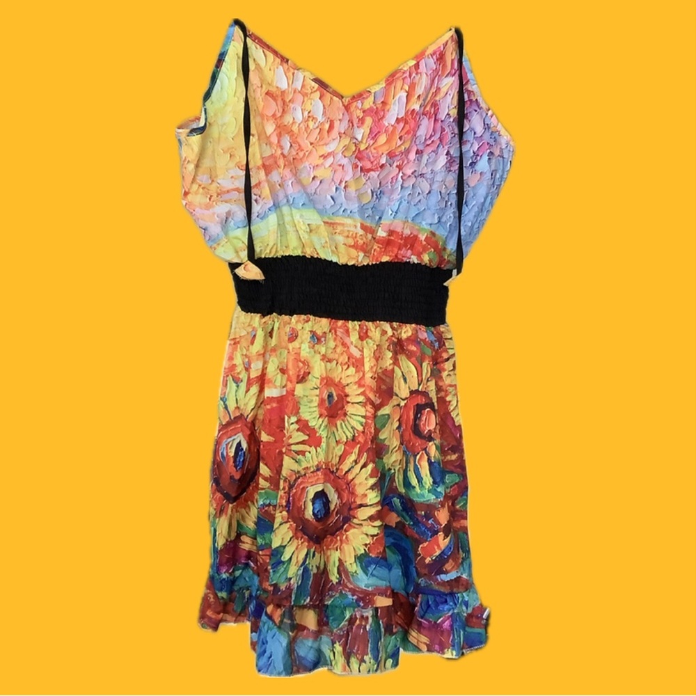 Sunflower Sunset Smocked Dress – Size 3XL (size 18-20)